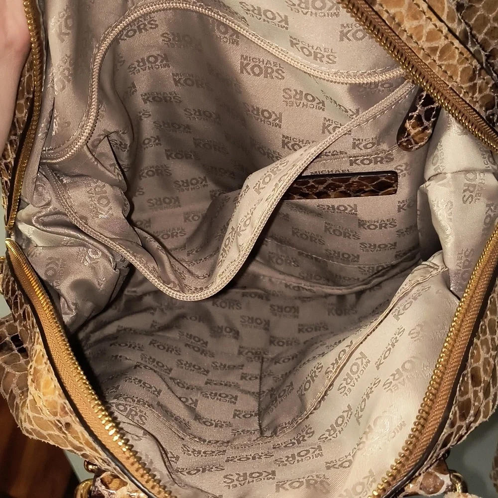 Michael Kors Tan Snake Print Shoulder Bag